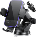 Wireless Car Charger,【7 Colored RGB Backlit】 Mosurr 15W Auto Clamping Phone Holders for Your car fit for iPhone 16 15 14 Mini Pro Max, Samsung Galaxy S25 Ultra S24 S23+, etc, Fathers Day for Gifts