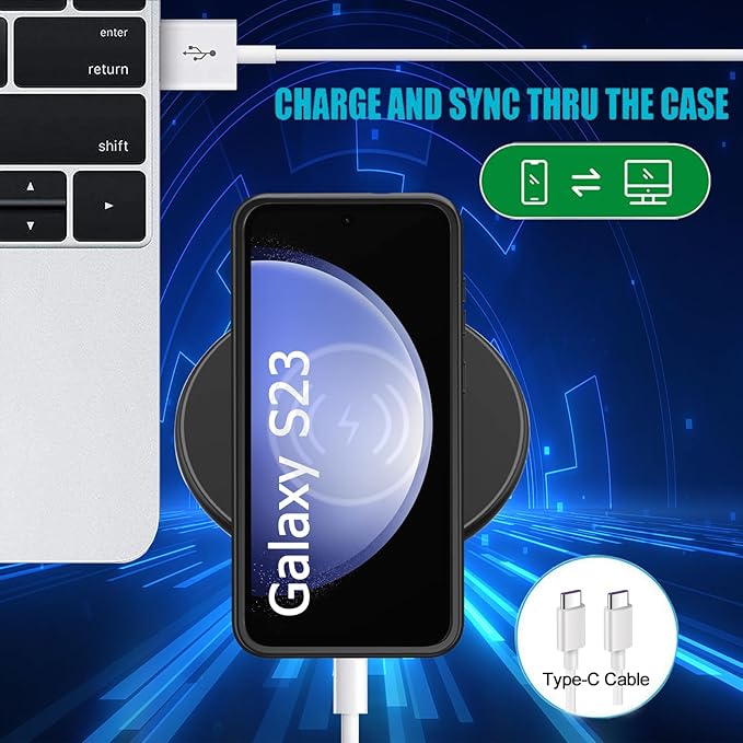 Battery Case for Galaxy S23, [10000mAh] Slim Portable Protective Fast Charging Case Backup Power Bank Battery Case Compatible with Galaxy S23-6.1 inch-Black