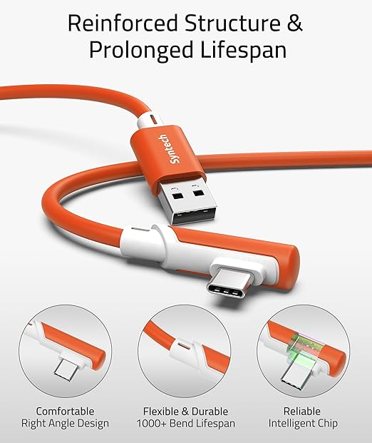 Syntech Link Cable 16 FT Compatible with Meta Quest 3S/Oculus Quest 3, Quest2/Pro/Pico4 Accessories and PC/SteamVR, High Speed PC Data Transfer, USB 3.0 to USB C Cable for VR Headset, Blood Orange