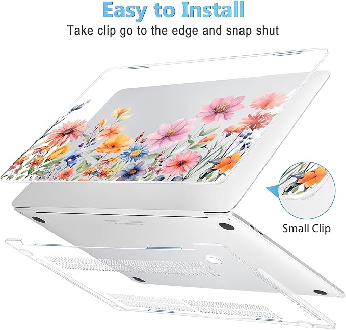 Mektron Case for MacBook Pro 16 Inch A2141 Cover 2019 Release 16" with Liquid Retina Display/Touch ID, Plastic Hard Shell with Keyboard Skin & Screen Protector & Dust Plug, Floral P165