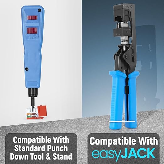 Everest 90° Angled RJ45 Cat6 Keystone Jacks 100-Pack in Orange - Slim Profile Female RJ45 Connectors - Cat 6 Keystone Jack - Compatible with 90° Angled Speed Termination Tool - easyJACK (B094WB91H3)