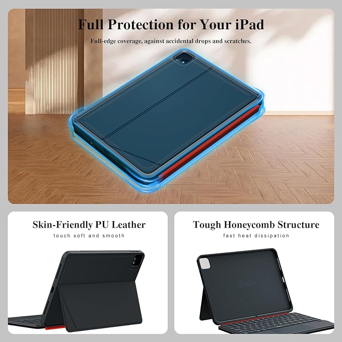 iPad Pro 13 inch Case with Keyboard (M4 2024), Flex Magnetic Detachable Backlit Keyboard for iPad Pro 13, Larger Multi-Trackpad, Landscape/Portrait, 160° Adjustable Stand, Slim Protective Case (Black)