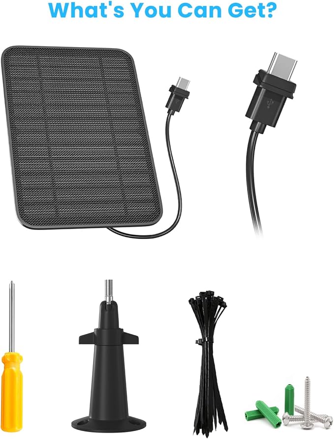 5W Solar Panel for Blink Camera Outdoor, Solar Panel Charger with Battery Compatible with New Blink Outdoor 4 (4th Gen) Camera, with 13.1ft Cable, IP65 Weatherproof, Includes Secure Wall Mount, 1 Pack