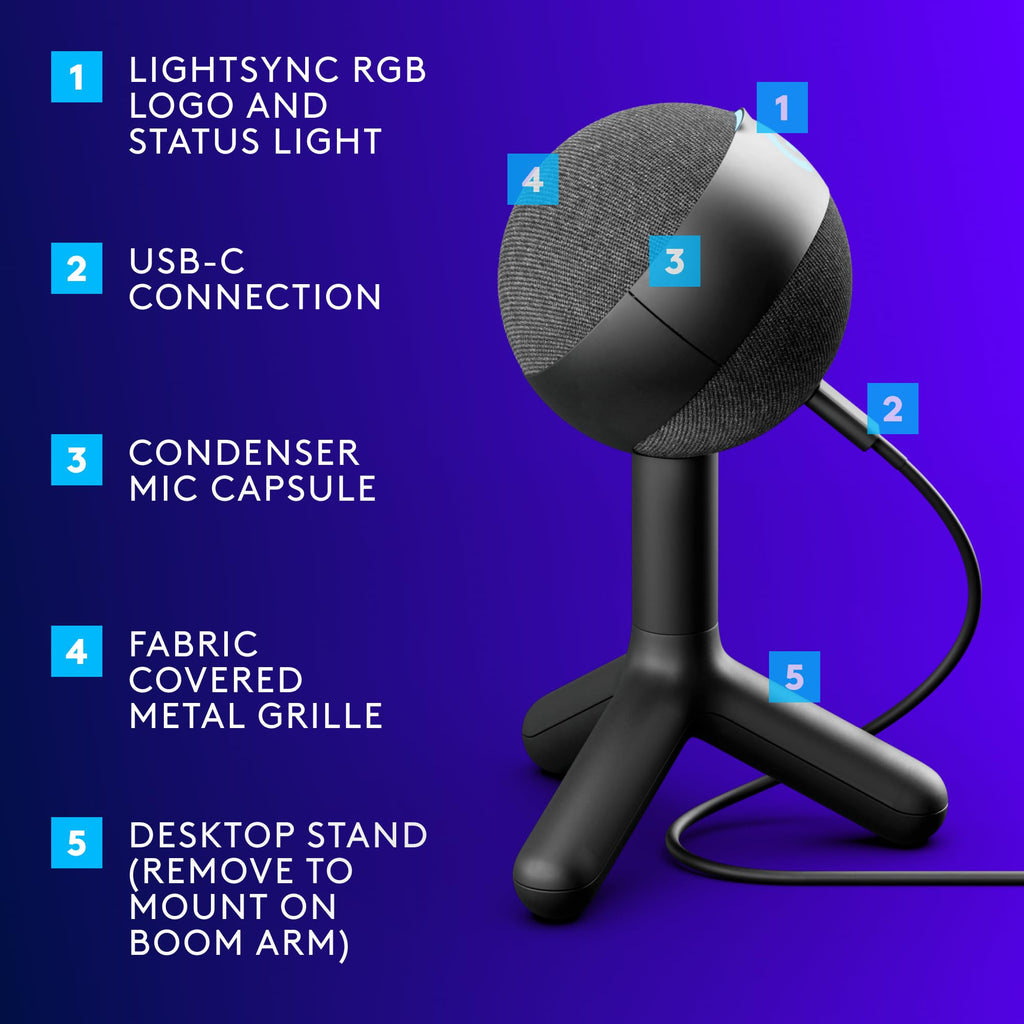 Logitech G305 Lightspeed Wireless Gaming Mouse, White + Yeti Orb RGB Gaming Microphone with LIGHTSYNC, USB Mic for Streaming
