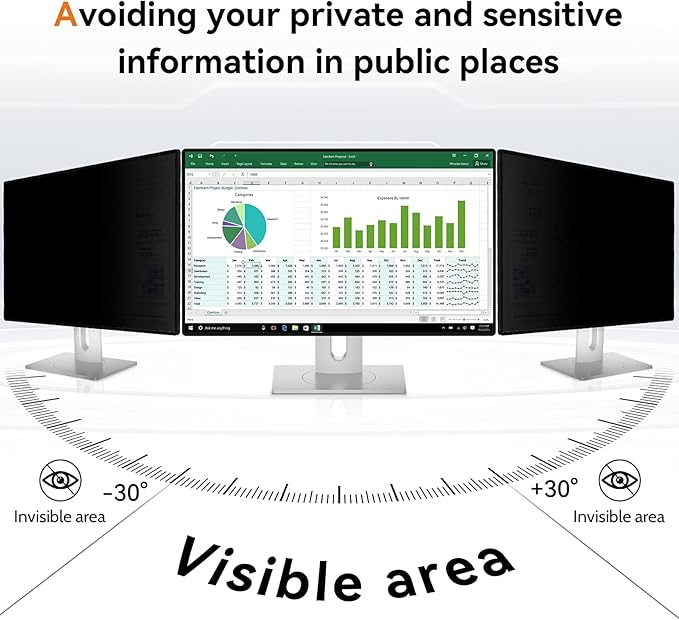 Mamol 20 Inch Computer Privacy Screen Filter for 16:9 Widescreen Monitor, Anti Glare & Blue Light Filter, Removable Computer Monitor Privacy Shield, Anti-Scratch Screen Protector Film 20 in