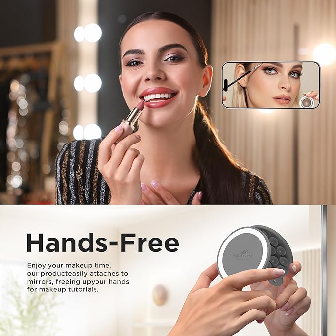 Magnetic Suction Cup Mount for MagSafe Case, Silicone Hands-Free Grip Holder for iPhone and Android, Mirror Shower Phone Stand for Makeup FaceTime Gym Kitchen Bathroom, Gray