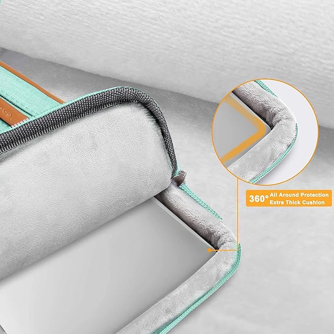 MOSISO 360 Protective Laptop Case 13.3 inch, 13-13.3 inch Laptop Sleeve Compatible with MacBook Air/Pro 13 / Pro 14,HP Dell Acer ASUS,Side Open Carrying Case with 4 Zipper Pockets&Handle, Aqua Green