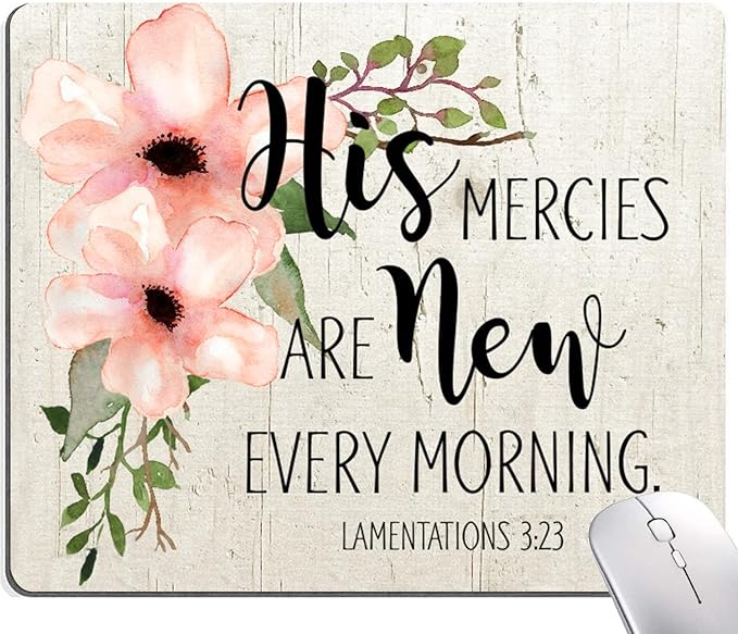 Hokafenle Square Mouse Pad, Inspirational Quote Mouse Pad with Floral Design, Motivational Mouse Mat Waterproof Mousepad Non-Slip Rubber Base Mouse Pads for Office Laptop