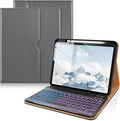 DTTO for iPad 11th (A16)/ 10th Generation Case with Keyboard (2025/2022), 7 Colors Backlit Wireless Detachable Keyboard Leather Folio Cover with Pencil Holder & Pocket, Gray