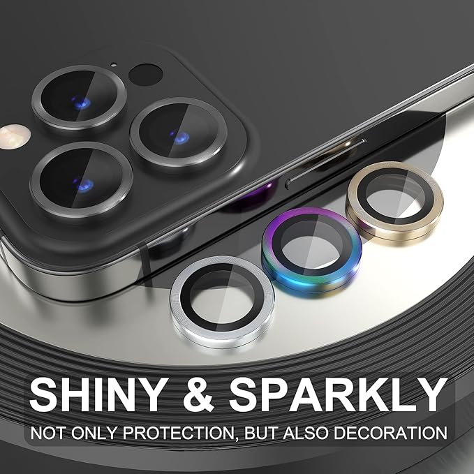 Choiche [3+1 for iPhone 14 Pro/iPhone 14 Pro Max Camera Lens Protector, 9H Tempered Glass Camera Cover Screen Protector Metal Ring Decoration Accessories (Black)