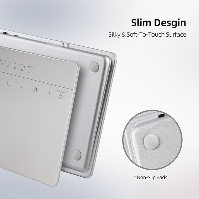 Wired & Wireless Metal Touchpad for PC Computer & Laptop, Rechargeable Trackpad Travel-Friendly Bluetooth & USB Mouse Pad for Windows 7/10/11, Silver