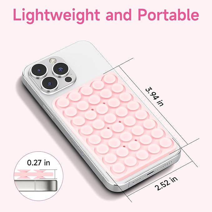 Silicone Suction Cup Phone Case Mount Double Sided, Phone Accessories Hands-Free Strong Grip Holder for Selfies and Videos, Silicon Phone Stand for iPhone and Android White