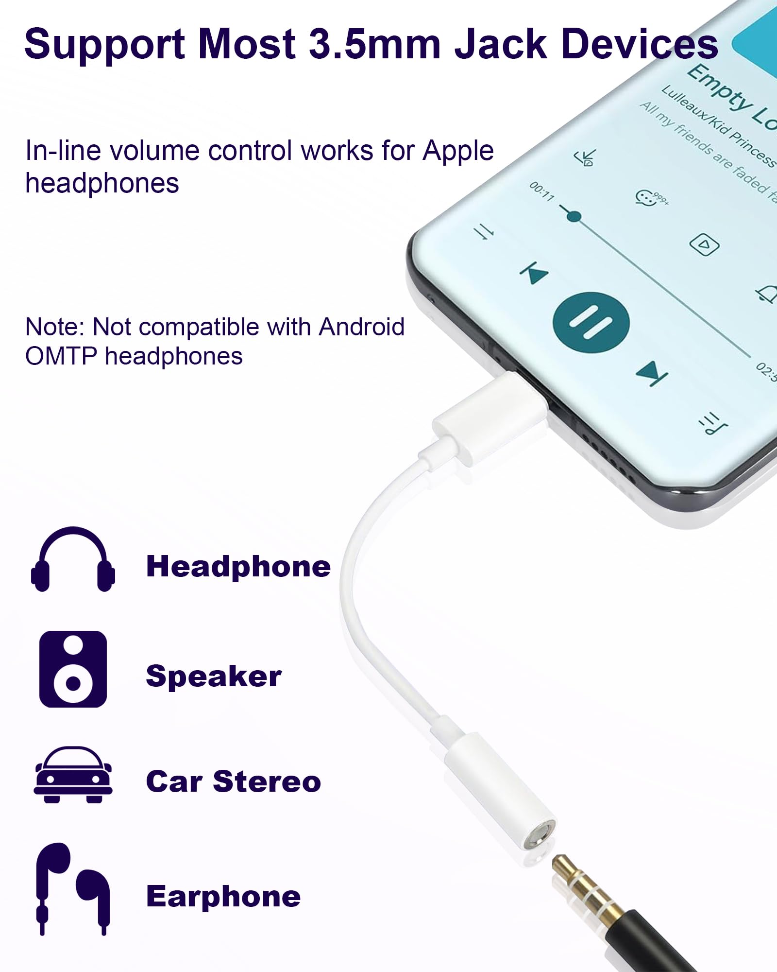 USB Type C to 3.5mm Female Headphone Jack Adapter 2 Pack, USB C to Aux Audio Dongle Cable Cord Compatible with iPhone 16 15 Series, S24/S23 Ultra, iPad Pro, MacBook, Pixel XL More Type-C Devices
