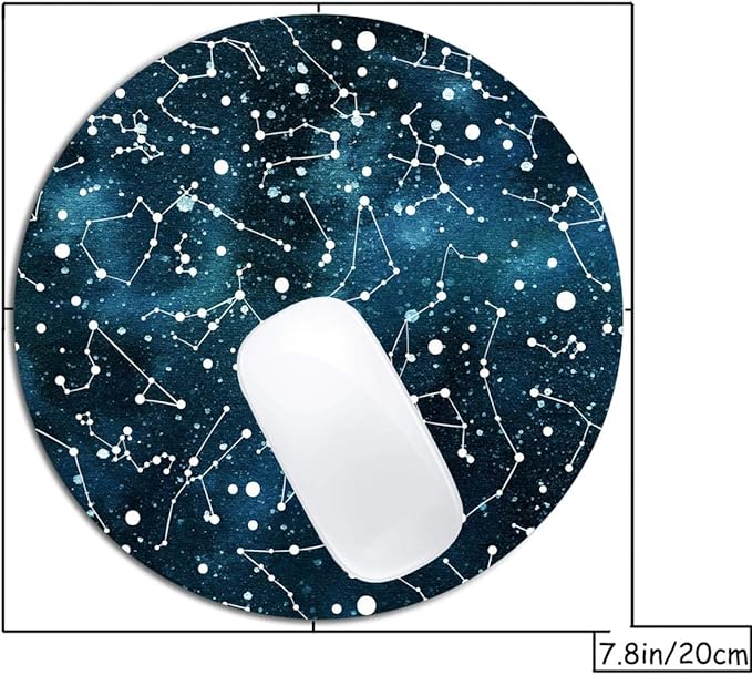 Cool Blue Galaxy Night Sky Pattern Mouse Pad Round Non-Slip Rubber Mousepad Laptop Office Computer Decor Cute Desk Accessories Customized Design Mouse Pad