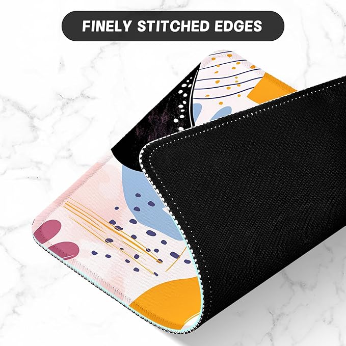 ITNRSIIET Mouse Pad with Stitched Edge Premium Textured Smooth Precise Operation Waterproof Washable Non-Slip Rubber Base Desktop Protection Mat, 10.2×8.3×0.12 inches, Art Style Pattern