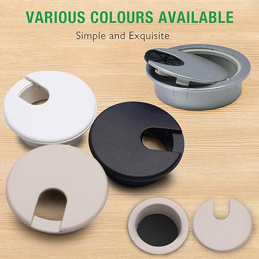 5 Pcs Desk Grommet 1-1/2" / 38 mm, Desk Cord Hole Cover, Cable Grommet ABS Plastic, Desk Hole Grommet for Home & Office Pc, Detachable Cable Cord Organizer-Black