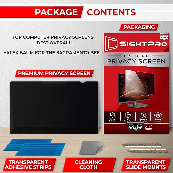 21.5 Inch 16:9 Computer Privacy Screen Filter for Monitor - Privacy Shield and Anti-Glare Protector