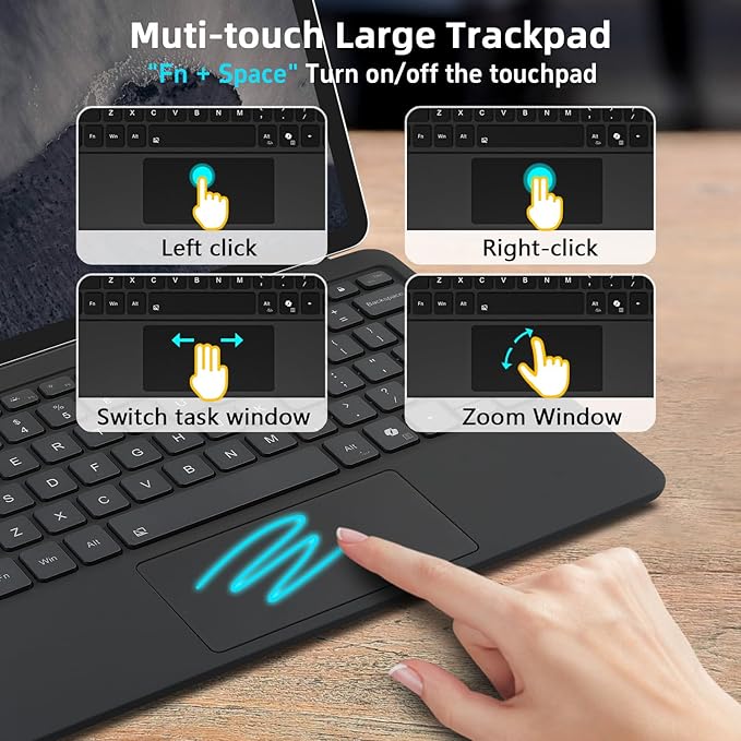 Magnetic Bluetooth Keyboard Cover for Surface Pro 12" 1st 12 inch Laptop Released in 2025 with Backlit (Blue)