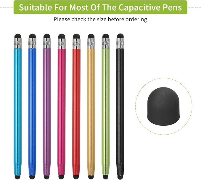 MECCANIXITY 60Pcs Replacement Stylus Pen Tips 8mm Conductive Capacitive Touch Screen Pens Tips Silicone Rubber, Black