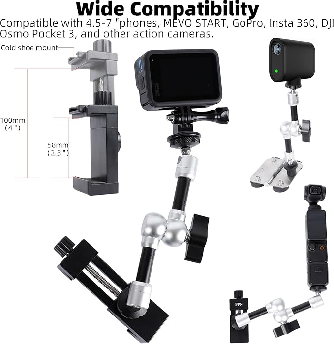Magnetic Phone Fence Post Mount + Fence Clip Kit for Gamechanger for Mevo Start, GoPro, iPhone, DJI Osmo Pocket 3 and Action Cameras, for Recording Baseball,Softball and Tennis Games