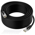 Cat5e Ethernet Cable 25 FT, Long Cat 5e Internet Cable, Black Snagless Patch Cord, Flexible, Network, LAN, PoE, Standard RJ45 Connector for PC, Server, Router, Modem, TV, PS5 - with 15 Cable Ties