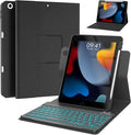 Keyboard Case for iPad 9th/8th/7th Generation 10.2 inch 2021/2020/2019 & ipad Pro 10.5-inch & ipad Air 3 2019-Backlit Detachable keyboard 360° Rotatable Folio Cover with upper pencil holder-(Black)