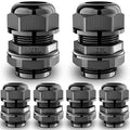 QILIPSU 6pcs M25L Long Thread Cable Gland Waterproof IP68 Nylon Strain Relief Cord Grip Cable Pass Through Wire Connector