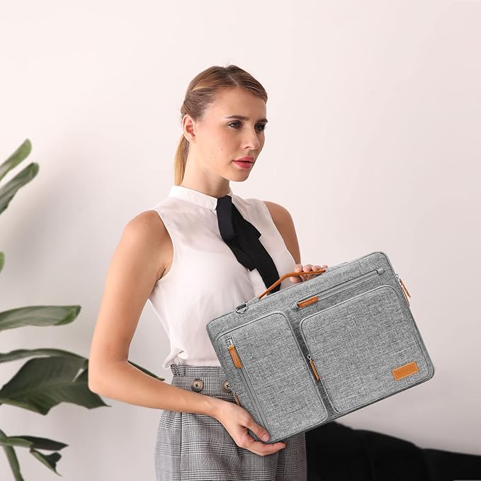 MOSISO 360 Protective Laptop Shoulder Bag,17-17.3 inch Computer Bag Compatible with MacBook, HP, Dell, Lenovo, Asus Notebook,Side Open Messenger Bag with 4 Zipper Pockets&Handle, Gray