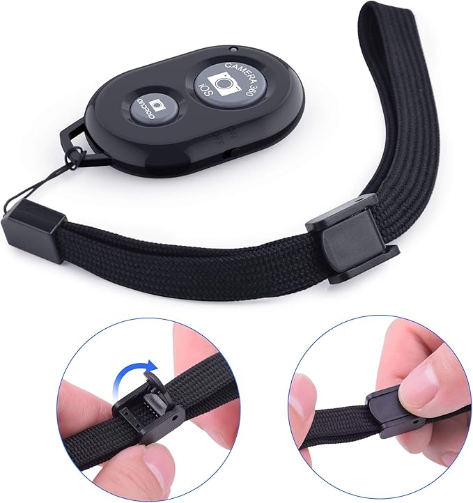 Wireless Camera Remote Shutter for Smartphones (2 Pack), Zttopo Wireless Phone Camera Remote Control Compatible with iPhone/Android Cell Phone - Wrist Strap Included Black&White
