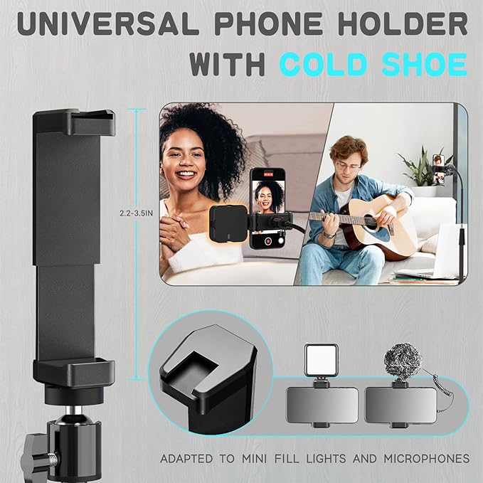 UBeesize 92’’ Cell Phone Tripod Stand with 16.5’’ Gooseneck and Remote, Overhead Tripod with Adjustable 360°Ball Head & Phone Holder for iPhone 14 Pro Max/Plus/13/12/11, Android Cell Phone