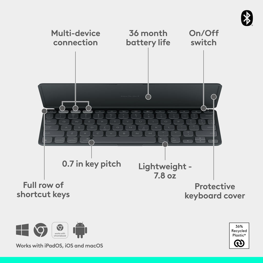 Logitech Keys-to-GO 2 Portable Wireless Keyboard - Graphite