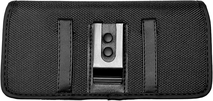 Nylon Cell Phone Holster for Nokia G100, G400, OnePlus 10, 9, 8T, 7T Pro, N100, N200 5G, AT&T Maestro 3, TCL 30V - Horizontal Case Canvas Waist Carrying Pouch with Belt Clip/Loops, Black