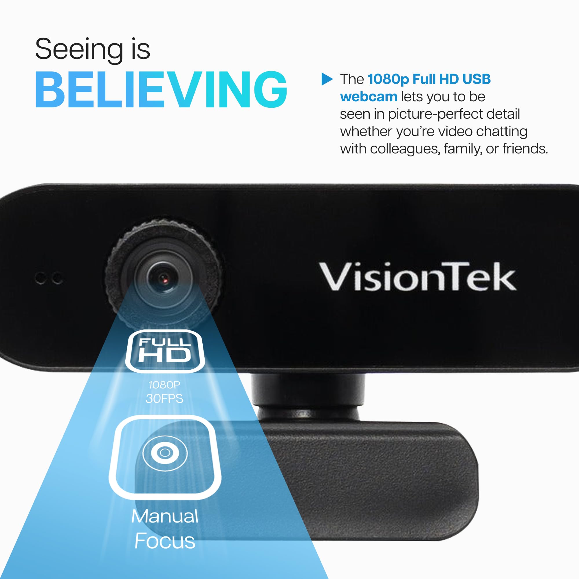 VisionTek VTWC30 Full HD 1080P 30FPS USB-A Webcam with Microphone