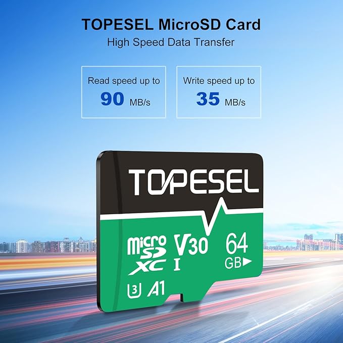 TOPESEL 64GB 2-Pack Micro SD Card, 4K Camera Pro, UHD Video for GoPro, Action Camera, Drone, Smartphone, R/W up to 90/35 MB/s MicroSDXC Memory Card UHS-I U3 A1 V30