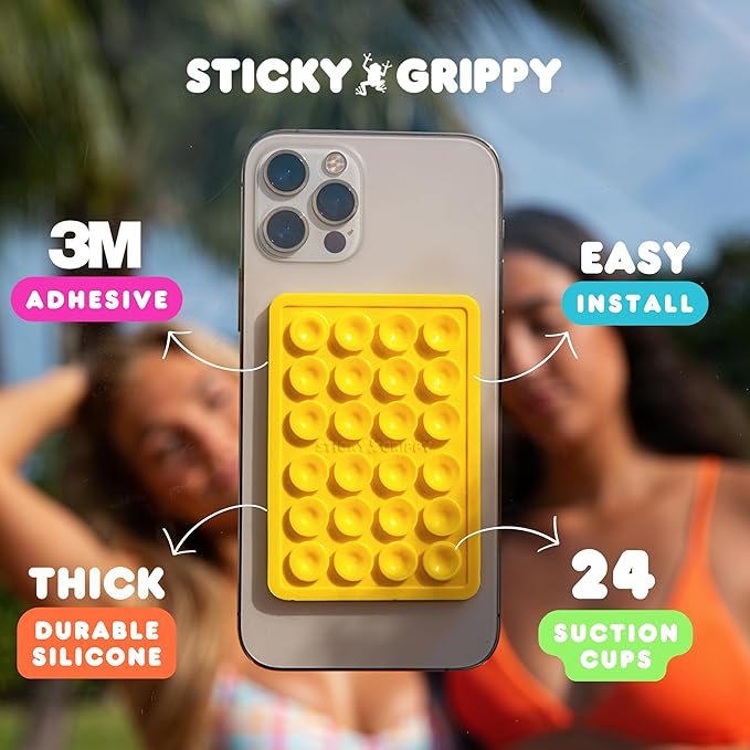 Suction Phone Case Mount, Sillicon Adhesive Phone Accessory for iPhone and Android, Hands-Free Fidget Toy Mirror Shower Phone Holder, Tiktok Videos and Selfies (Orange)