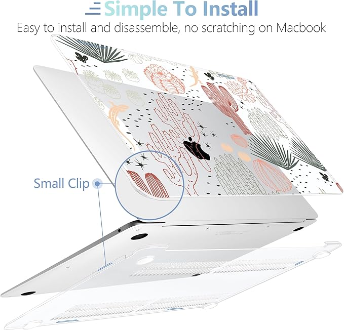 MEEgoodo for MacBook Air 13 inch Case 2021 2020 2019 2018 Released A2337 M1 A2179 A1932 with Touch ID, Plastic Hard Shell & Keyboard Cover Compatible with MacBook Air Case 13.3, Cacti