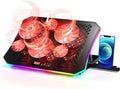 Laptop Cooling Pad, KeiBn RGB Lights Laptop Cooler 6 Fans for 15.6-17.3 Inch Laptops, 7 Height Stands, 10 Modes Light, 2 USB Ports, Desk or Lap Use (A8,Red)
