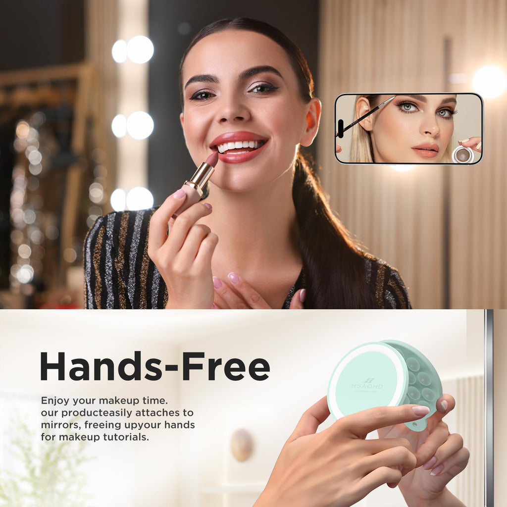 HSAOHD Magnetic Suction Cup Phone Mount, Compatible with MagSafe, Silicone Octo Cup Buddy Sticky Grip Holder for iPhone and Android, Removable Hands-Free Selfie/Video for TikTok, Mint Green