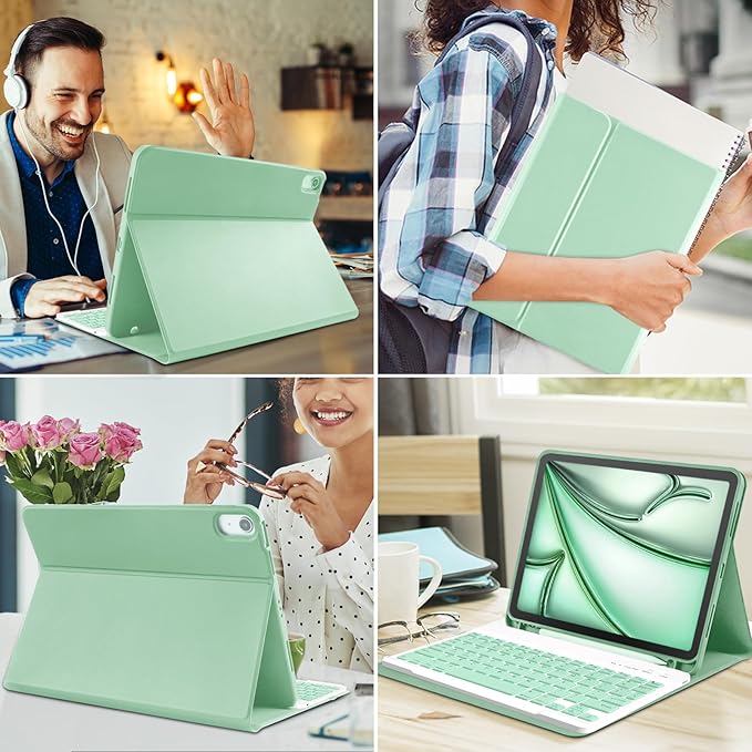 TaIYanG for iPad Air 11 inch M3 & M2 Case with Keyboard 10.9 inch for iPad Air 5 2022/iPad Air 4th Gen Keyboard Case with Pencil Holder, Wireless Keyboard for Air 11" M3/M2 (2025/2024)/iPad Air 5/4