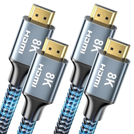 8K HDMI Cable 10 ft 2Pack, 48Gbps High Speed HDMI 2.1 Cable, Braided HDMI Cable 2.1 8K 60Hz 4K 120Hz Support for HDR eARC HDCP 2.2/2.3, HDMI Cord Compatible with HDTV, Laptop, Monitor, PC