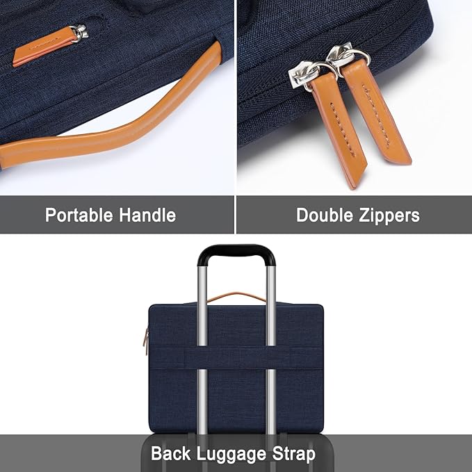 MOSISO 360 Protective Laptop Case 16 inch, 15-15.6 inch Laptop Sleeve Compatible with MacBook Pro 16, HP, Acer, Dell, Lenovo, ASUS, Side Open Carrying Case with 4 Zipper Pockets&Handle, Navy Blue