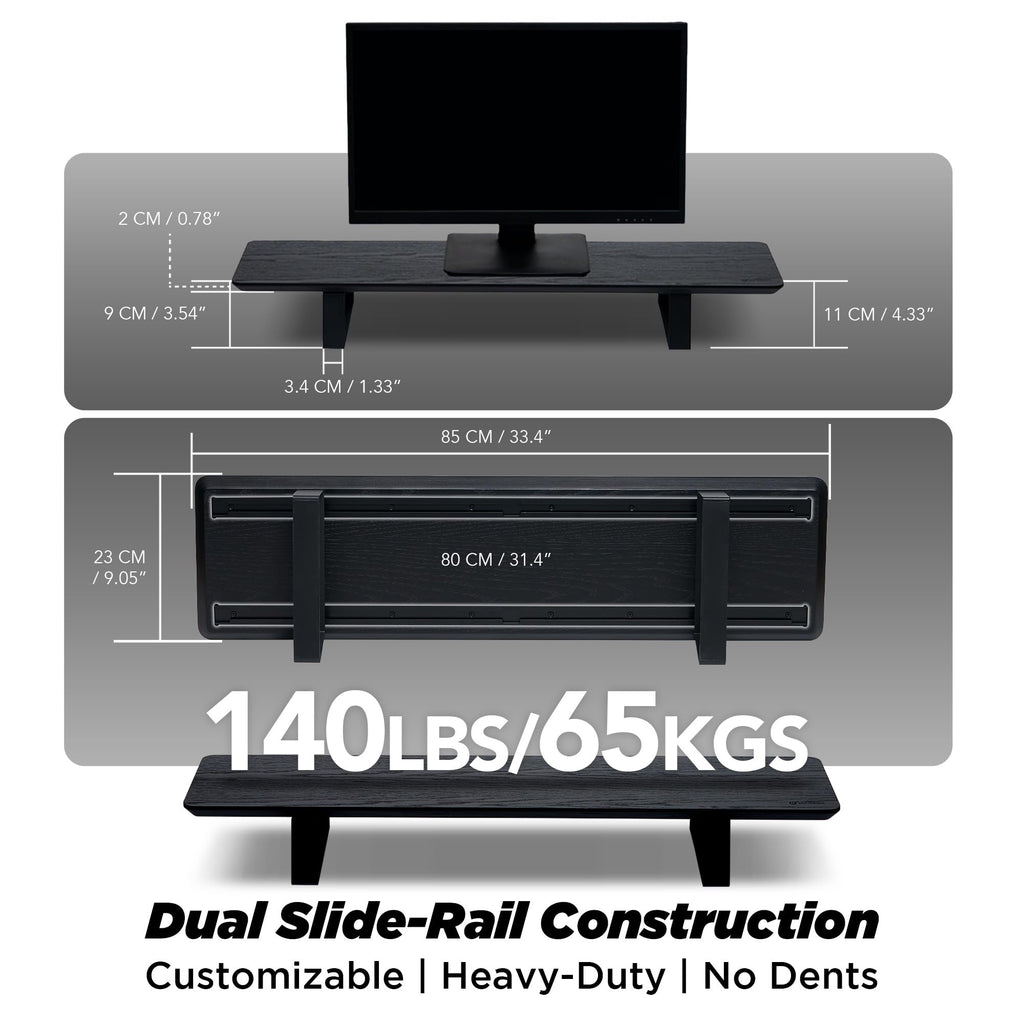 ULTRARM Moodular Wooden Monitor Stand Desk Organizer, Standard 33.4" Black