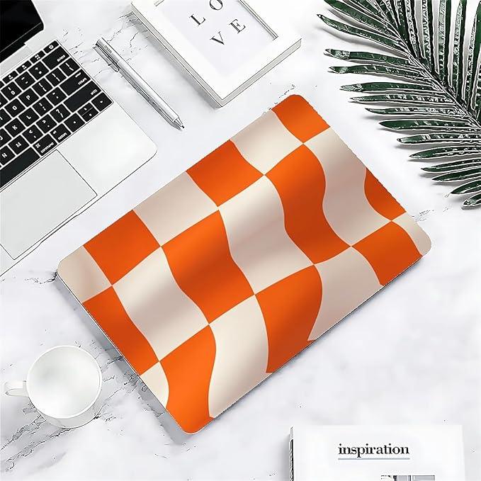 Compatible with MacBook Air 13.3 13.6 Inch Case 2022 2021 2020 2019 Plastic Hard Shell Case Cover,13.3 Pro(A1706/A1708/A1989/A2159/A2289/A2338), Orange and White Checkered Flag