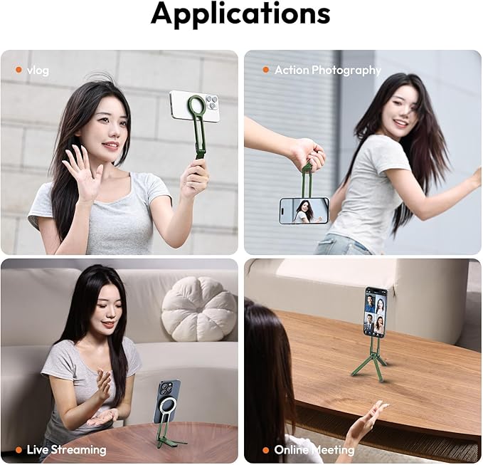 ULANZI MA30 Magnetic Phone Tripod Stand for iPhone - Aluminium Maglock Smartphone Mini Tripod Pocket Cell Phone Stand Strong Magnet Quick Mount Compatible with iPhone 16 15 14 13 12 Series, Green