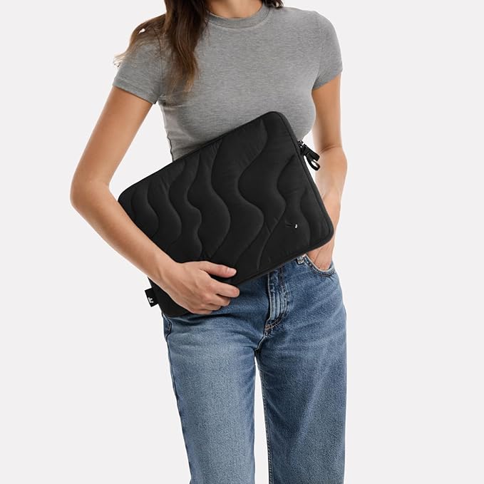 tomtoc 360 Protective Puffy Laptop Sleeve for 14-inch MacBook Pro M4/M3/M2/M1 Pro/Max A3112 A3401 A3185 A2992 A2918 A2779 2024, 13.5/13.8-inch Surface Laptop 7(Copilot+ PC)/6/5/4/3, Quilted Design