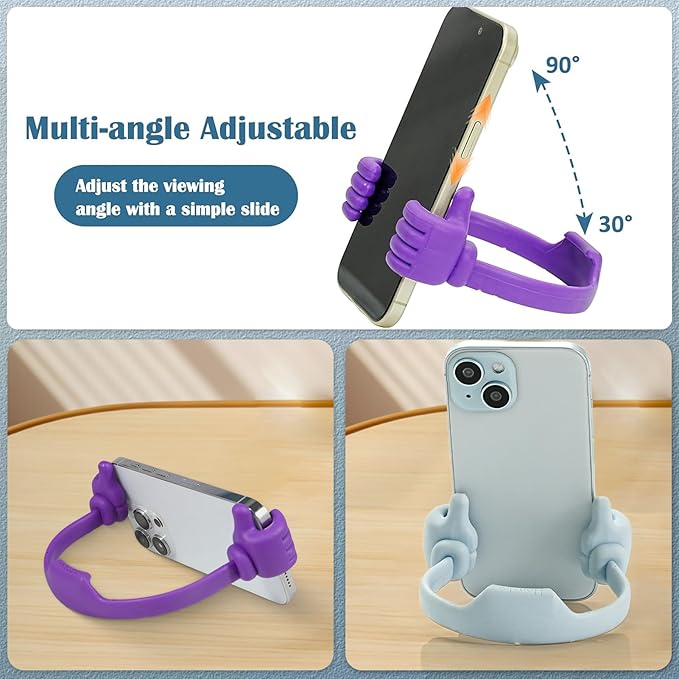 Honsky Thumbs up Cell Phone Stand Holder, Ok Stand Tablet Stand Cradle for Desk Desktop Smartphone Cellphone Mobile Phone Tablets - Universal Adjustable Flexible - Light Purple/Light Green
