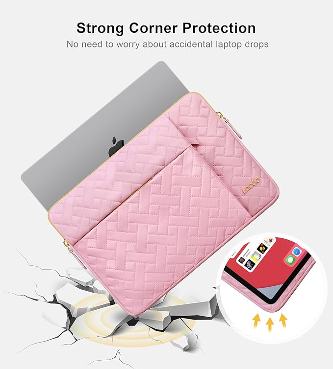 Lacdo 14 Inch Laptop Sleeve Case for HP Lenovo Dell ASUS Chromebook 14 / HP Pavilion Stream 14 / Dell Inspiron 14 / Lenovo IdeaPad 14 / Aspire/ASUS ZenBook Computer Bag Water-Resistant, Sakura Pink