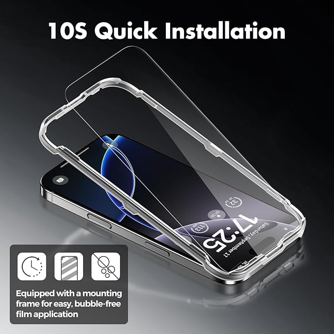 UNBREAKcable 3-Pack Screen Protector for iPhone 16 Pro Max, Double Shatterproof Tempered Glass [Easy Installation Frame] [9H Hardness] [99.99% HD Clear] [Case Friendly] for iPhone 6.9 inch