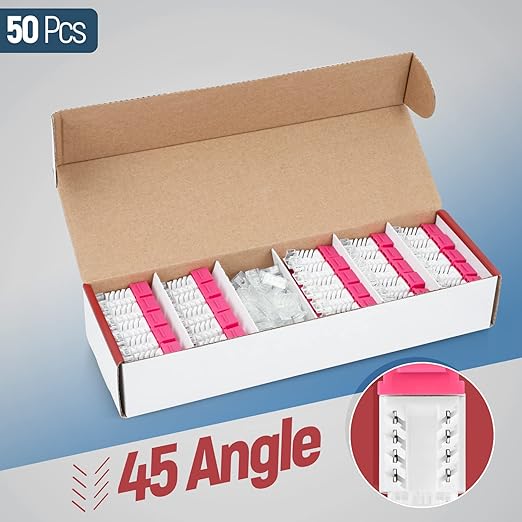 Everest 45° Angled RJ45 Cat6 Keystone Jacks 50-Pack in Pink - Slim Profile Female RJ45 Connectors - Cat 6 Keystone Jack - Compatible with 45° Angled Speed Termination Tool - 45Term (B0BL3GS7ZY)
