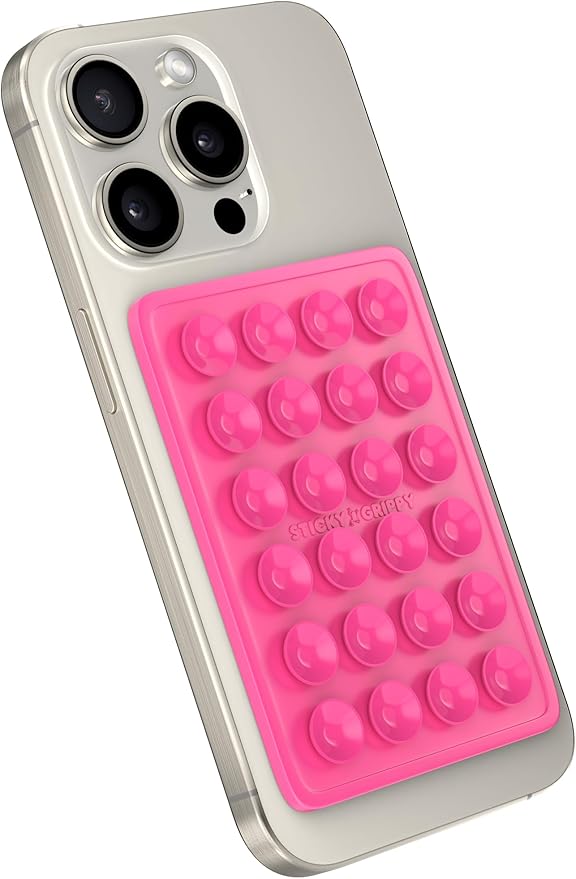 Suction Phone Case Mount, Sillicon Adhesive Phone Accessory for iPhone and Android, Hands-Free Fidget Toy Mirror Shower Phone Holder, Tiktok Videos and Selfies (Pink)